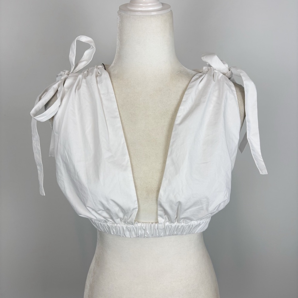 L’Academie by Marianna Arman Poplin Crop Top in White Size S - Picture 3 of 10